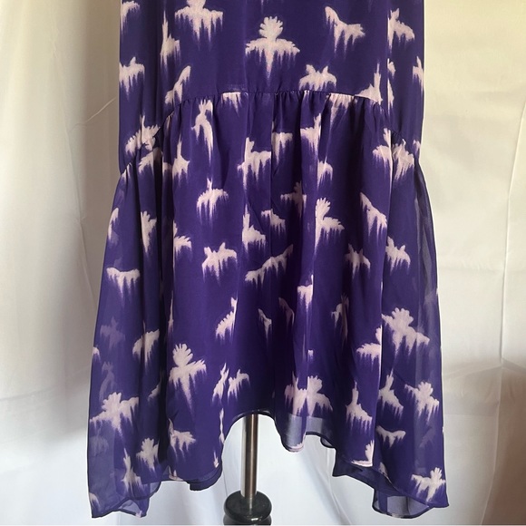 Rebecca Taylor Racerback Drop Waist Dress Purple w/ white Size 8 Flowy Fairy - Picture 5 of 10